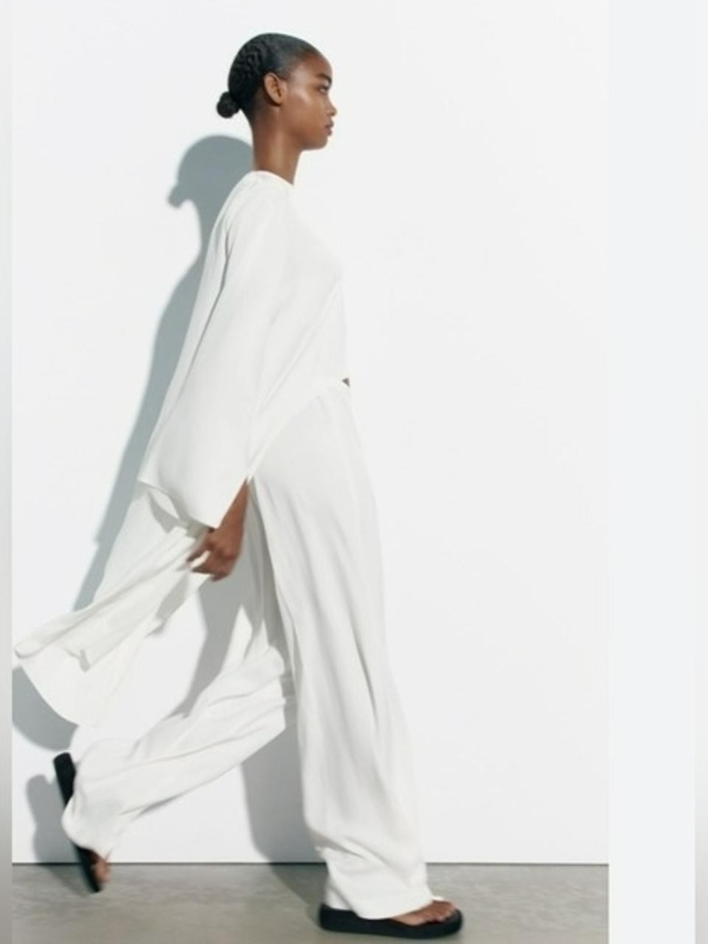 Zara White Hi-Low Asymetrical Blouse SZ LG - Picture 5 of 7
